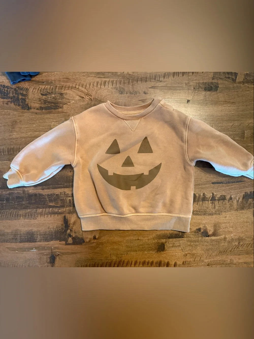Kids Pumpkin Face Crewneck Sweatshirt - Tan - Picture 1 of 4